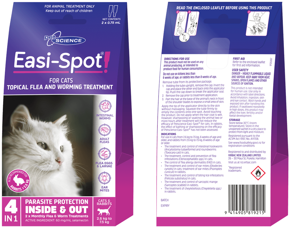 Petscience Easi-Spot 4in1 for Cats