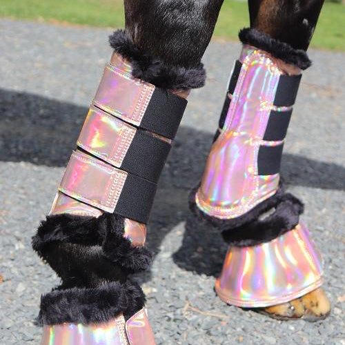 Chevalier Rose Gold Reflective Fleece Exercise Boots - Large