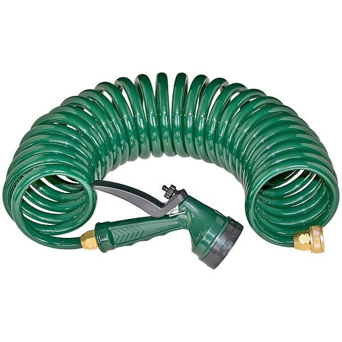 Coiled Water Hose w Nozzle